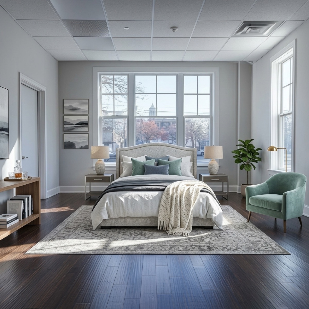 Bedroom staged in Modern style