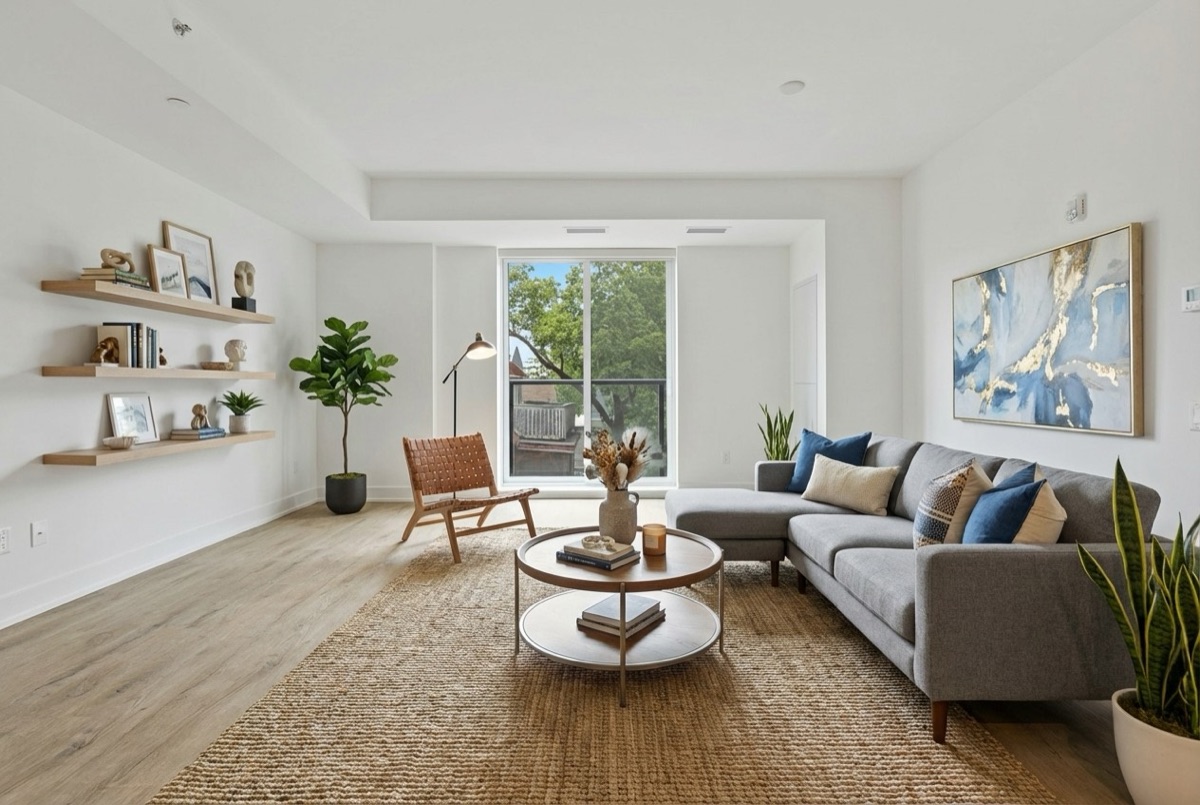 Living Room staged in Modern style